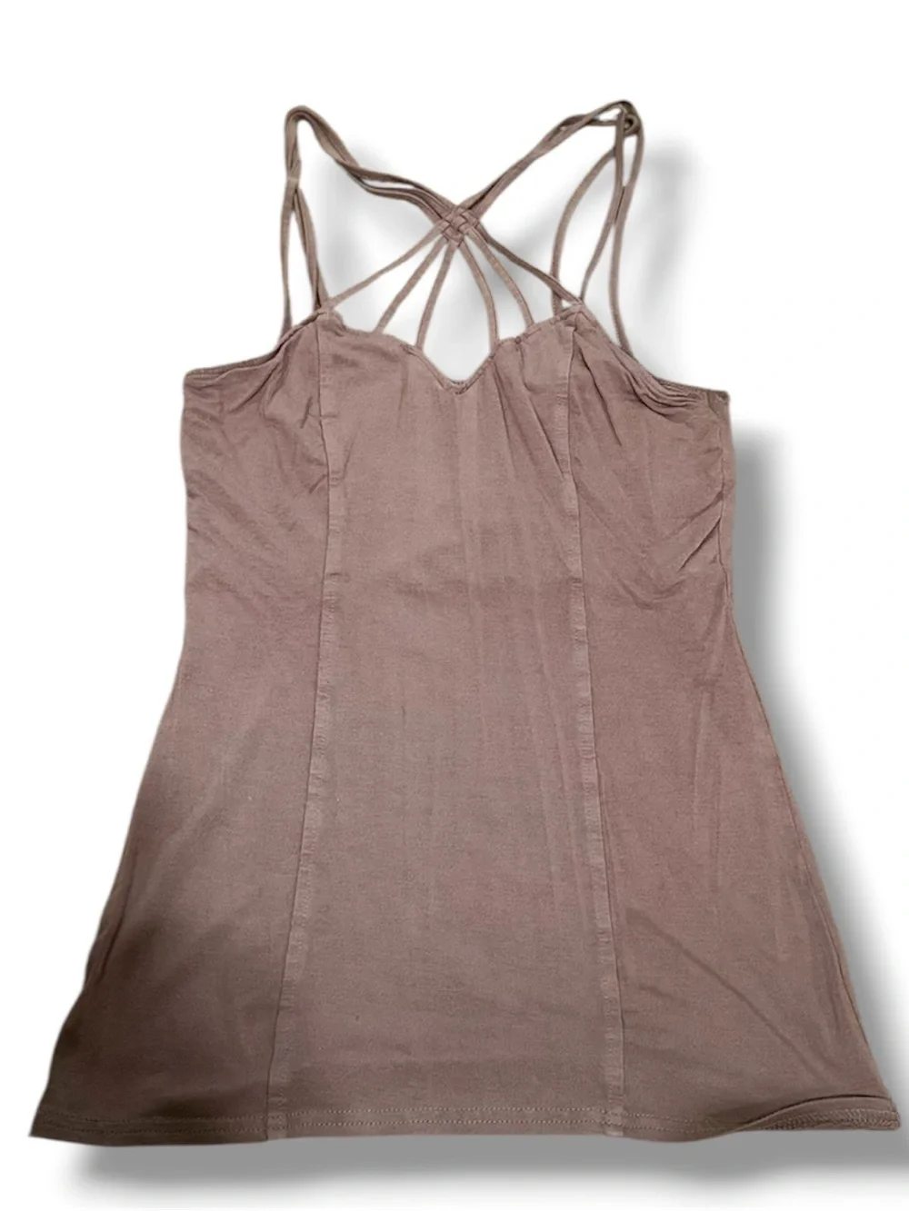 BKE Red Strappy Bodycon Tank Dress Mauve Taupe Size Medium